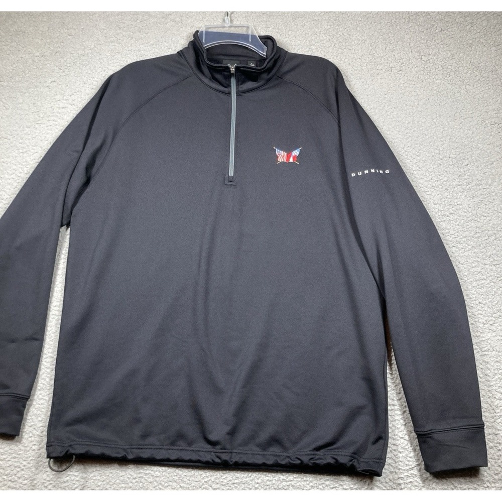 Dunning Golf 1/4 Zip Pullover‎ Men's Large Black American Flag Sweater Comfort
